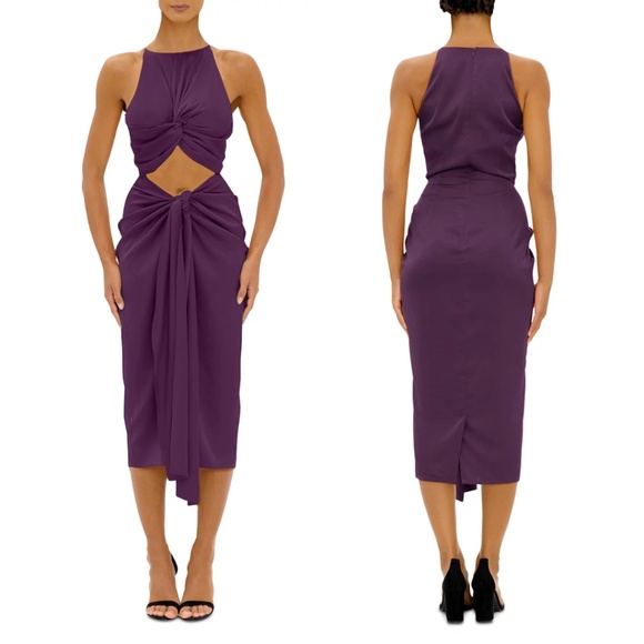 Andrea Iyamah Twisted Cutout Reni Dress in Plum (Purple) - Picture 1 of 16